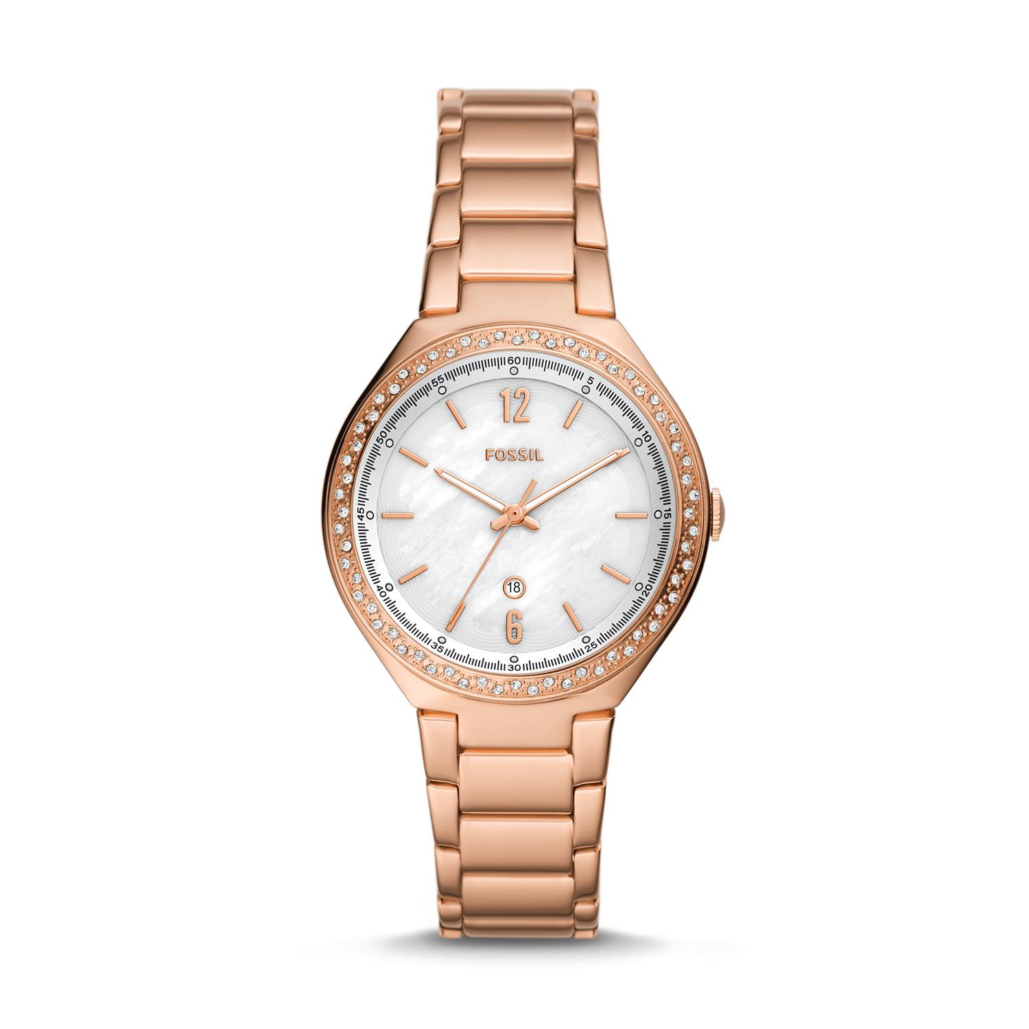 Fossil Ashtyn Three-hand Date Rose Gold-tone Stainless Steel Watch in ...
