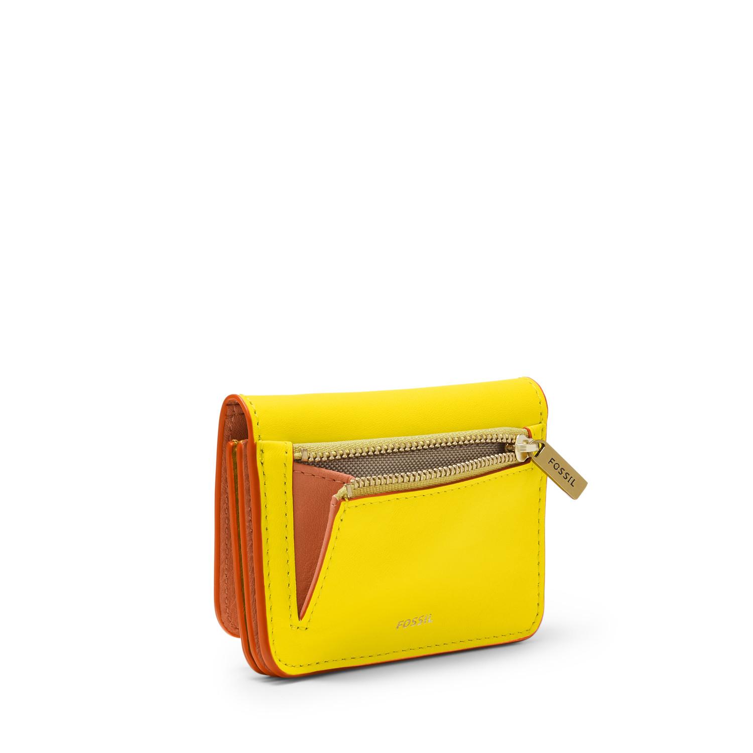 Fossil Leather Valerie Flap Card Case in Yellow | Lyst