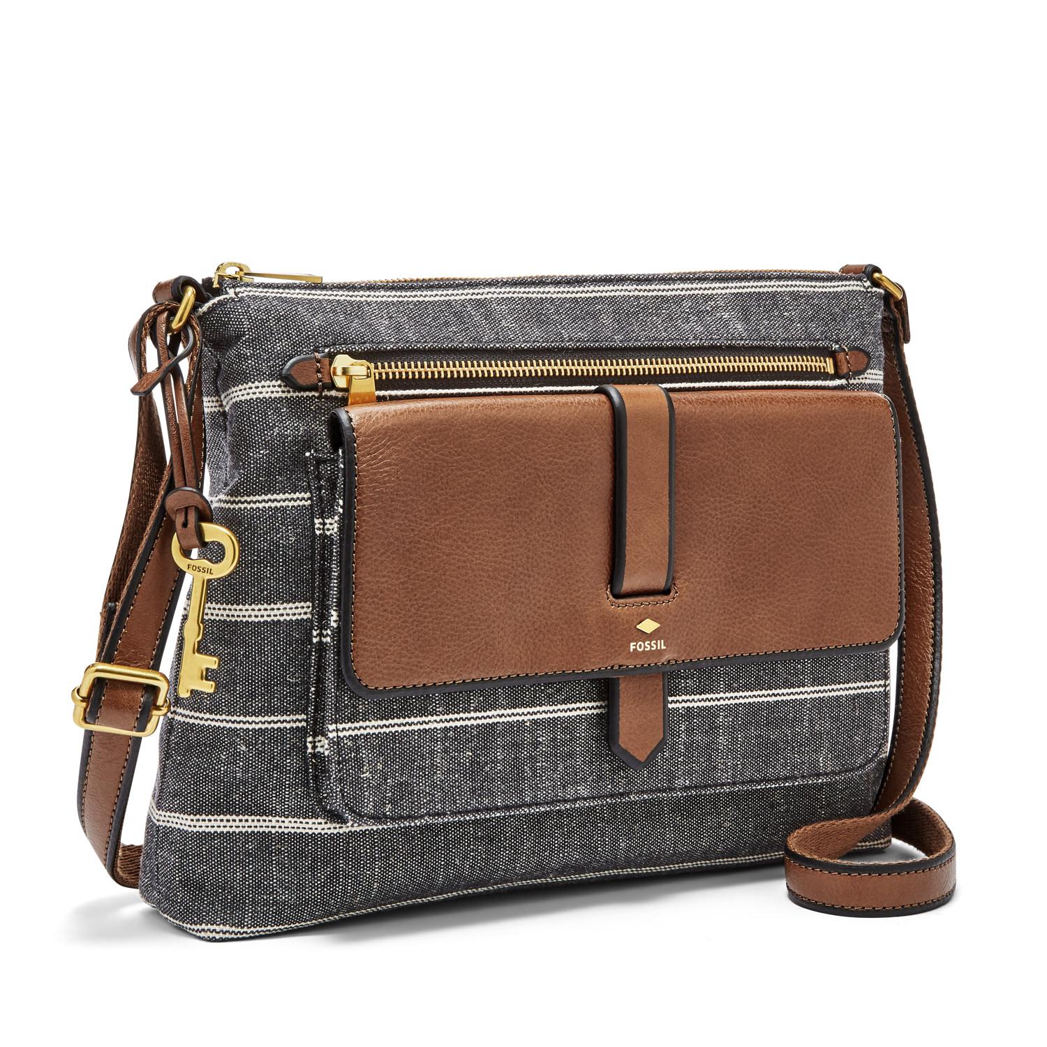 Fossil Synthetic Kinley Horizontal Striped Colorblock Crossbody Bag in