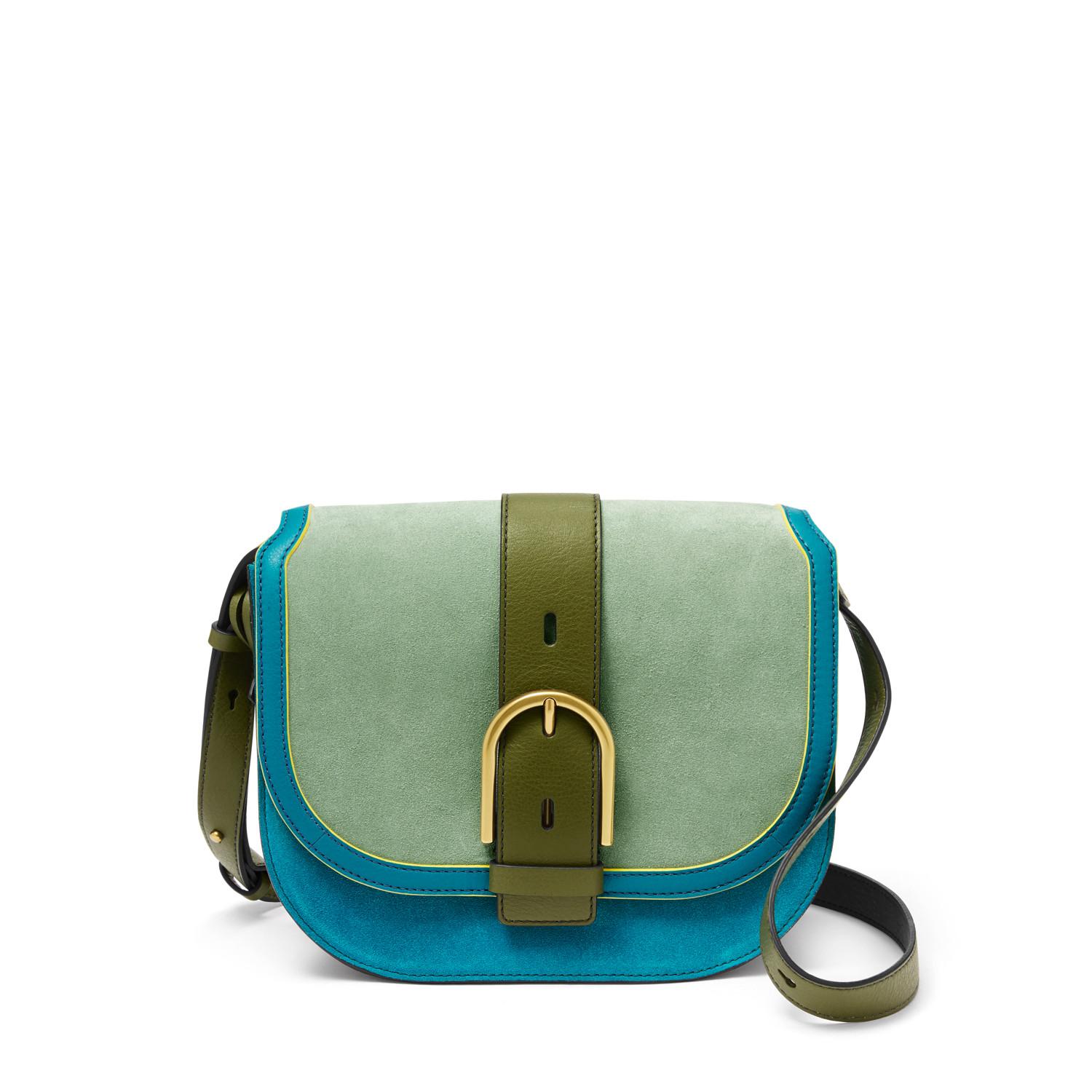 Fossil Suede Wiley Saddle Bag in Blue - Lyst