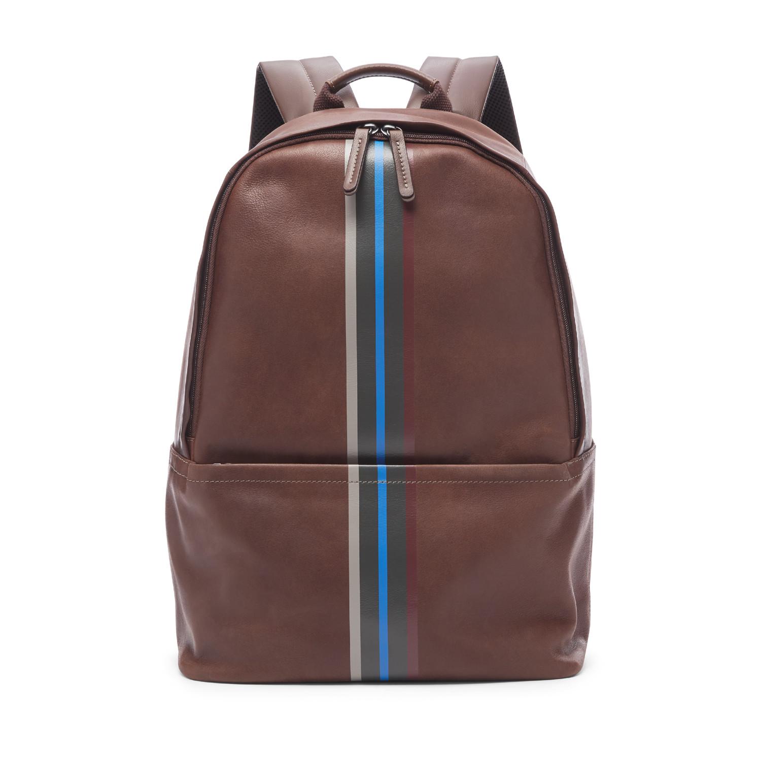 Fossil Leather Kenton Backpack Bag Stripe in Brown for Men Lyst