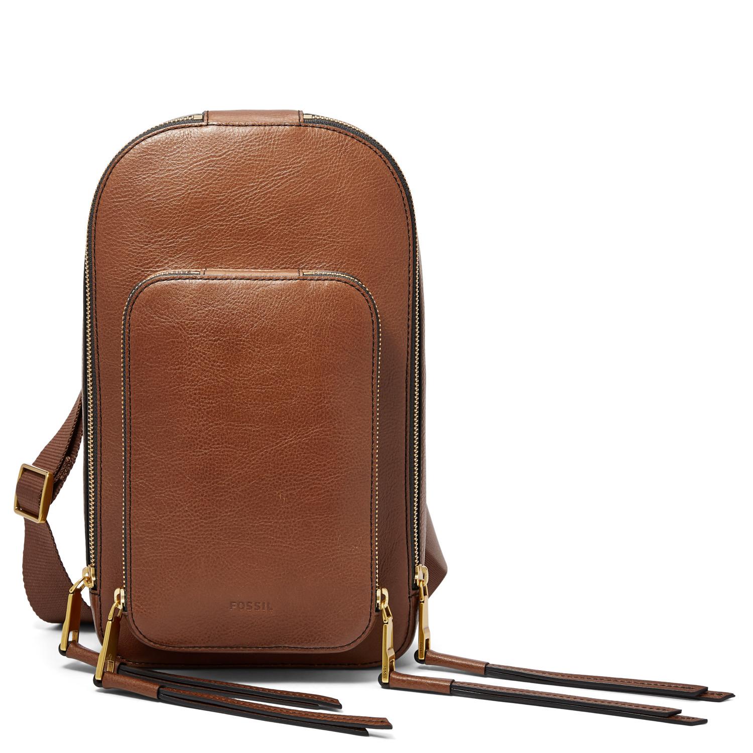fossil sling bag leather