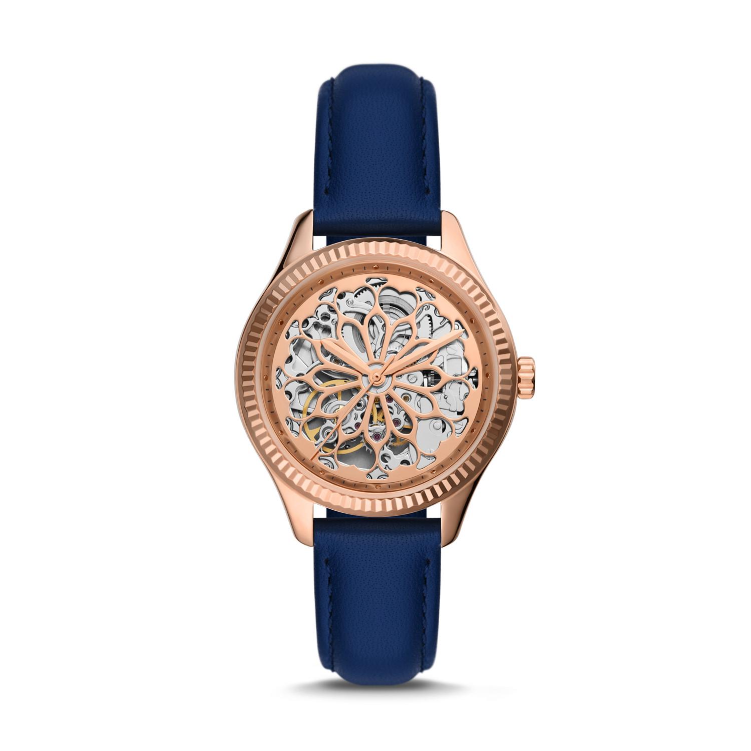 Fossil Rye Automatic, Rose Gold-tone Stainless Steel Watch in Blue | Lyst  Canada