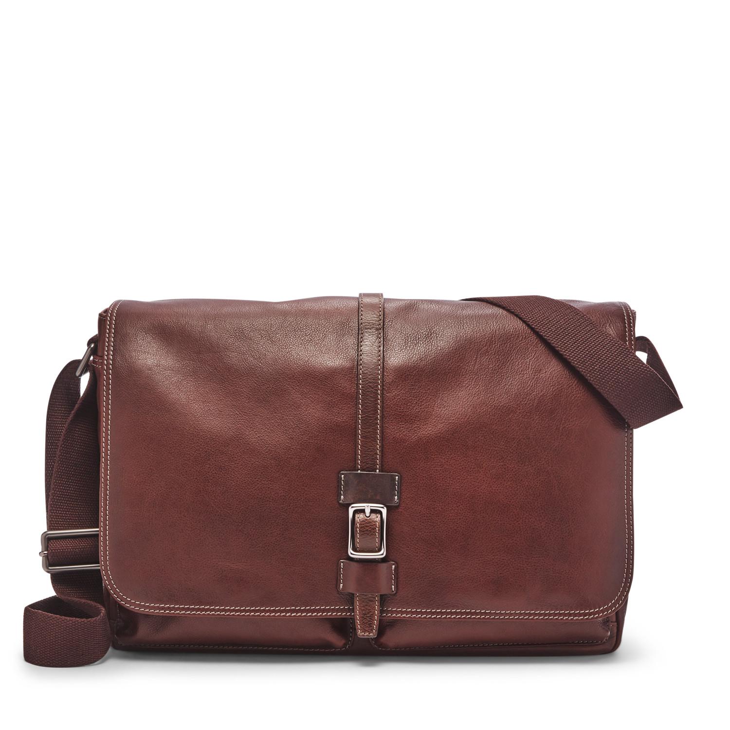 Fossil Leather Kenton Messenger Bag Dark Brown for Men Lyst