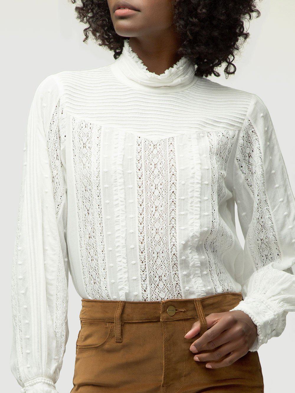 Frame Lace Embroidered Blouse In White Lyst