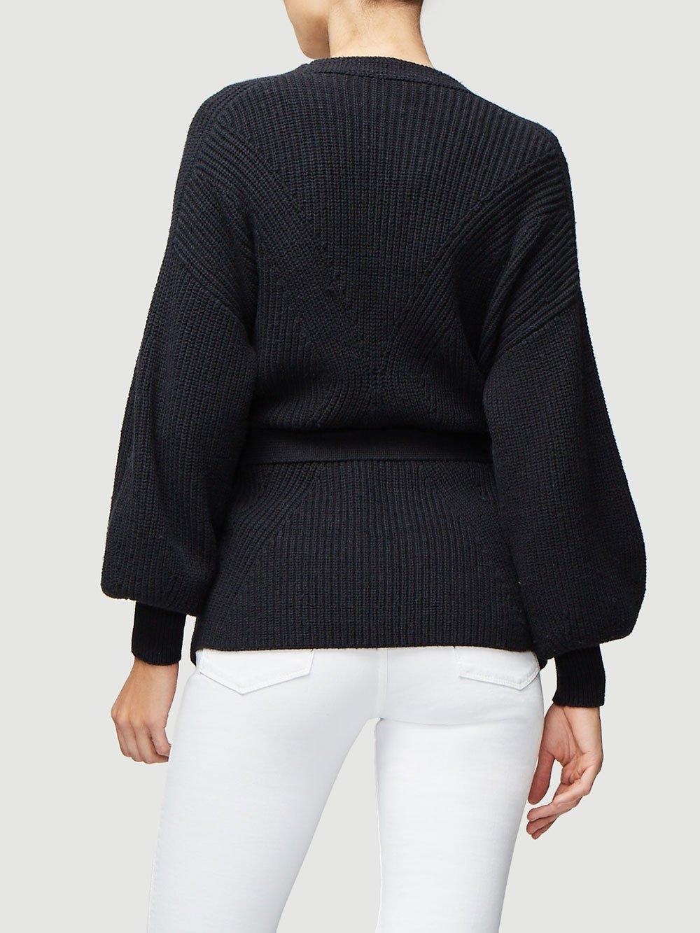 FRAME Cotton Chunky Wrap Sweater in Black Lyst