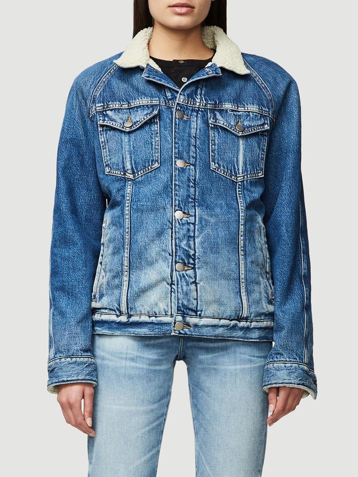 FRAME Denim Le Sherpa Jacket in Blue | Lyst