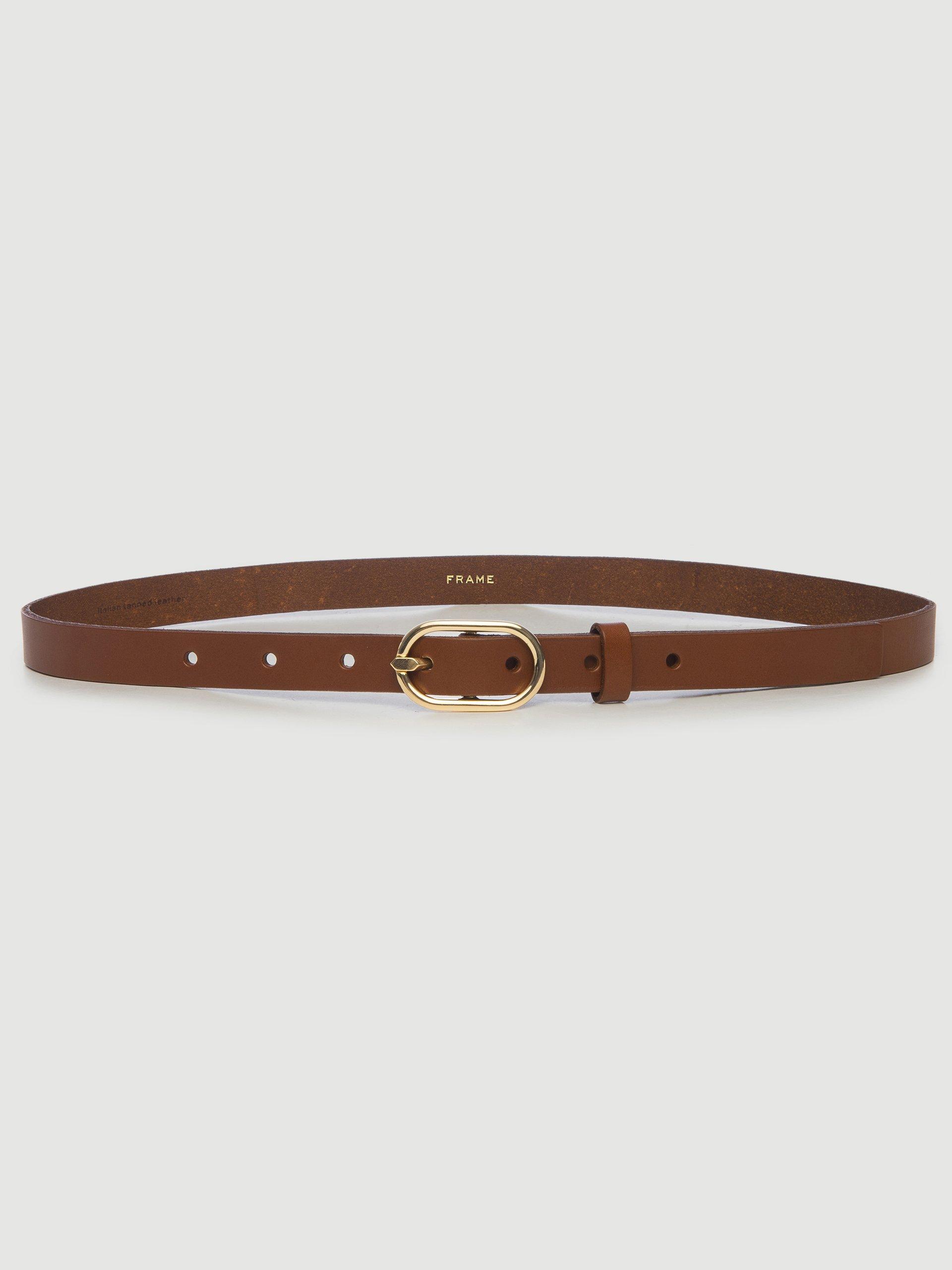 FRAME Leather Petit Oval Buckle Belt in Brown - Lyst