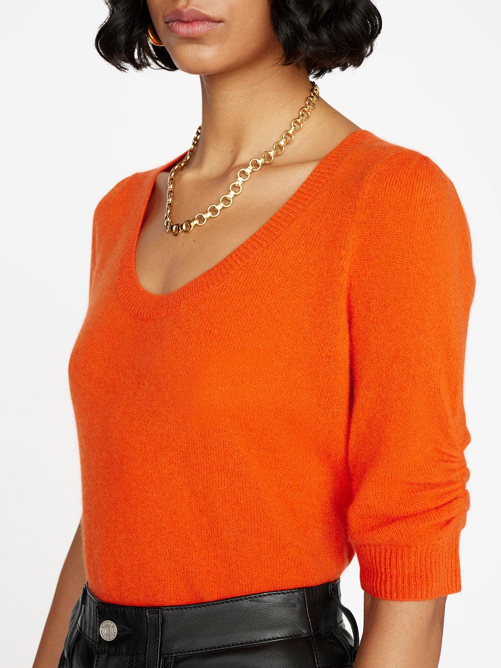 FRAME Scoop Neck Sweater in Orange | Lyst