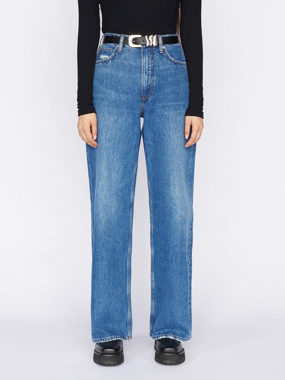 【関税込み】FRAME ブルー Le High N Tight ストレートジーンズ Le High 'N' Tight high-rise jeans in blue - Frame | Mytheresa