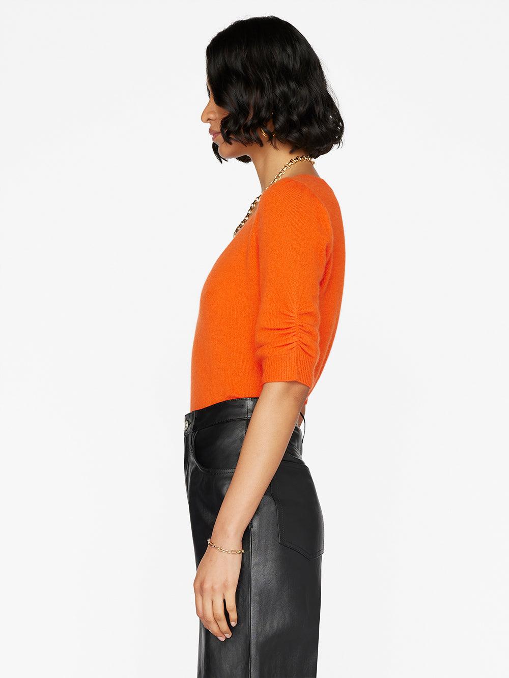 FRAME Scoop Neck Sweater in Orange | Lyst
