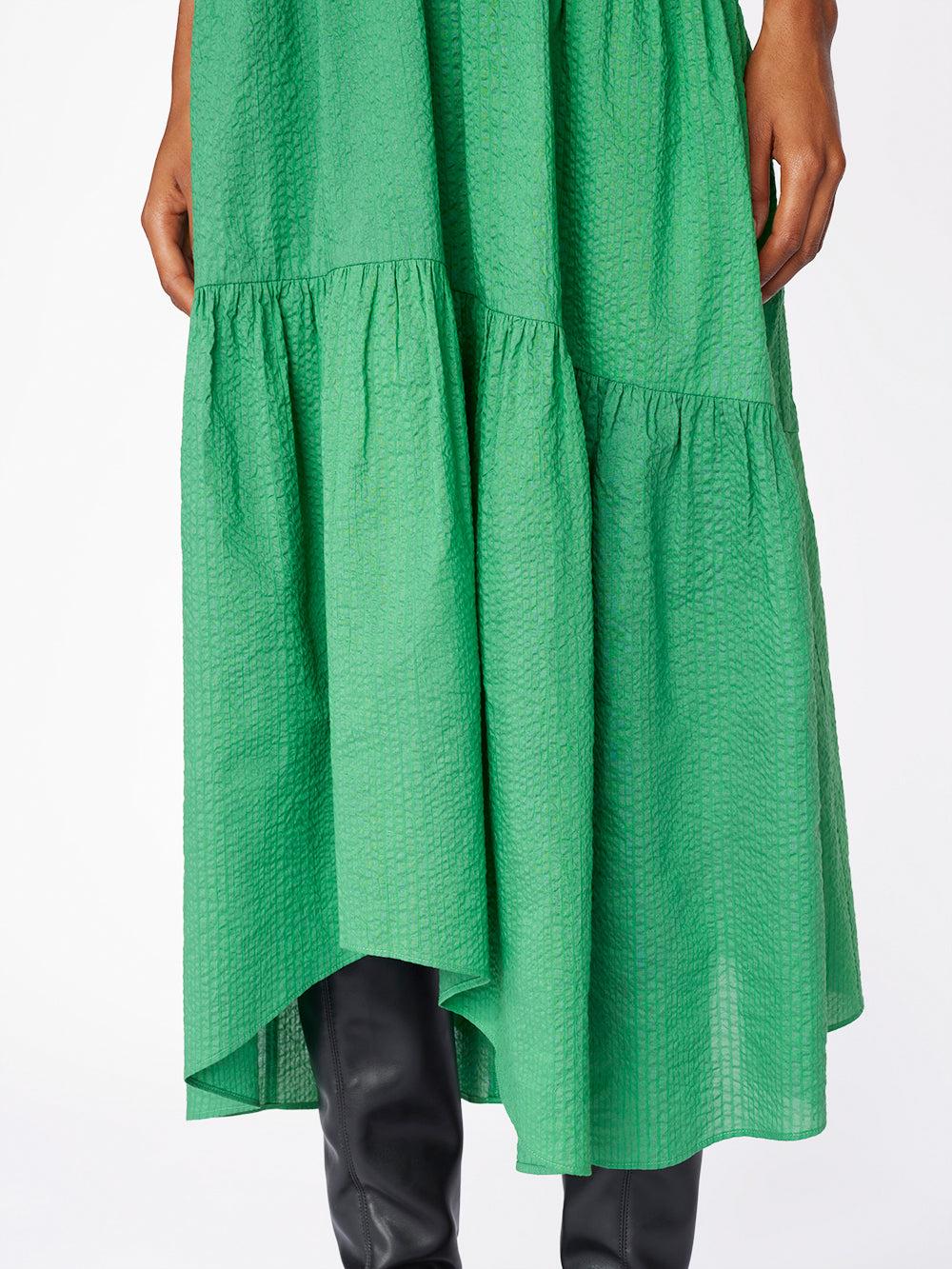 frame green dress Green Floral Ruffle Off Shoulder Maxi Dress main image 1