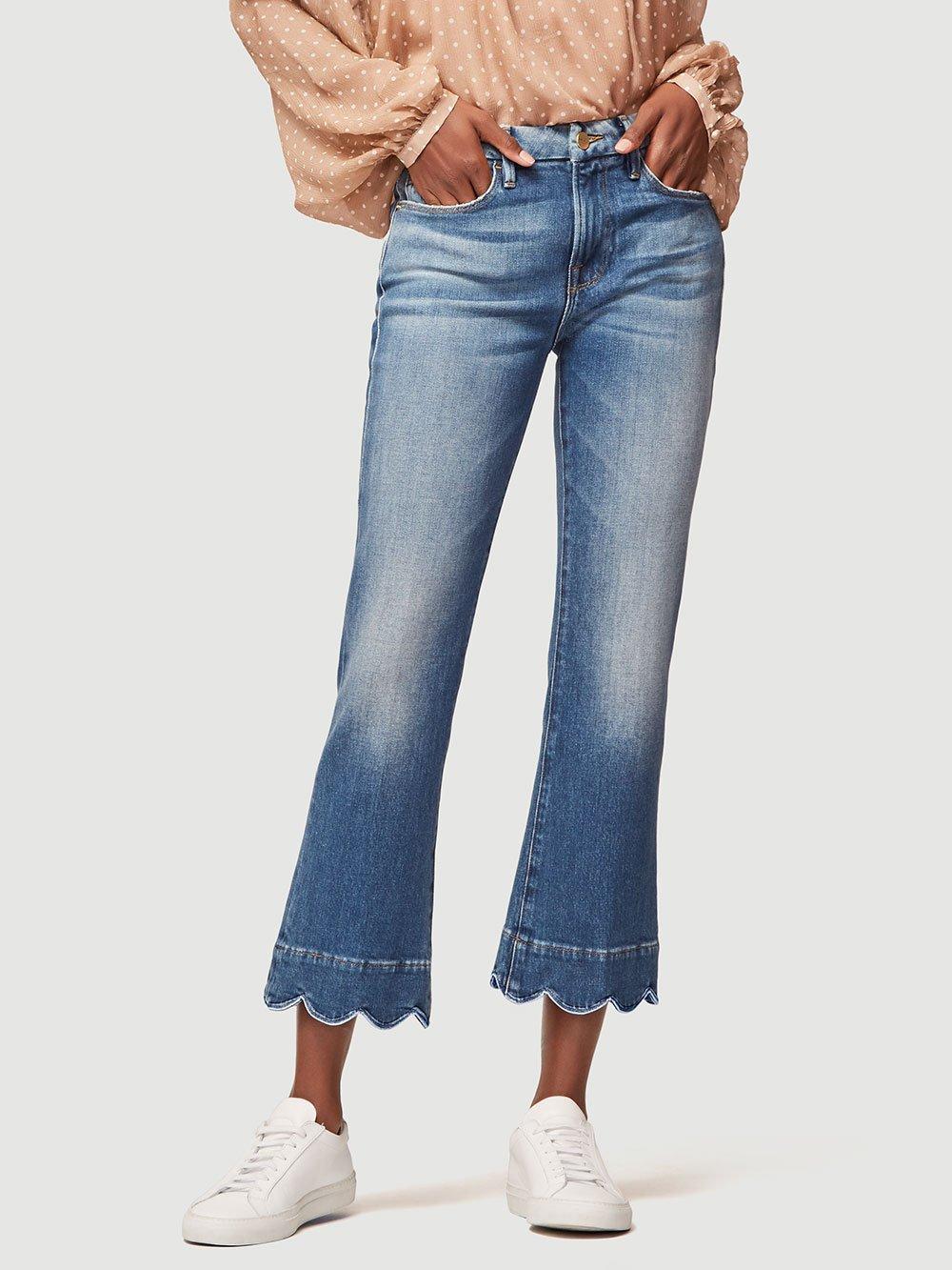 frame le crop mini bootcut jeans