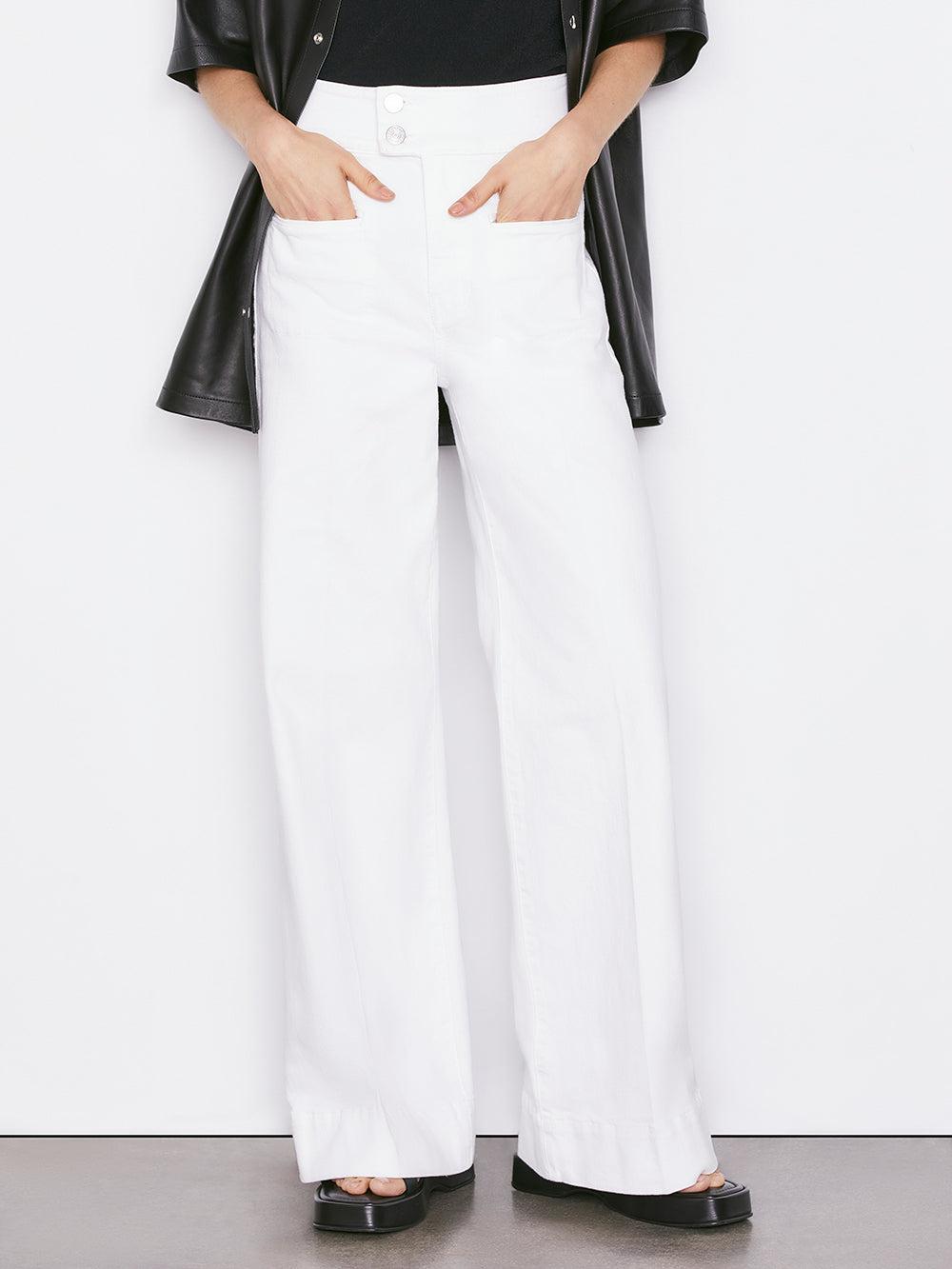 FRAME Le Pixie Hardy Wide Leg in White | Lyst