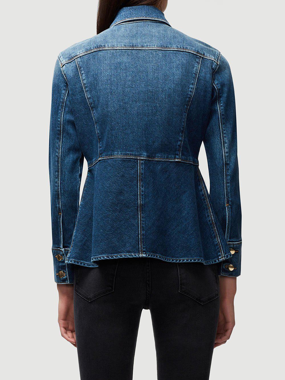 FRAME Denim Flounce Jacket in Blue | Lyst