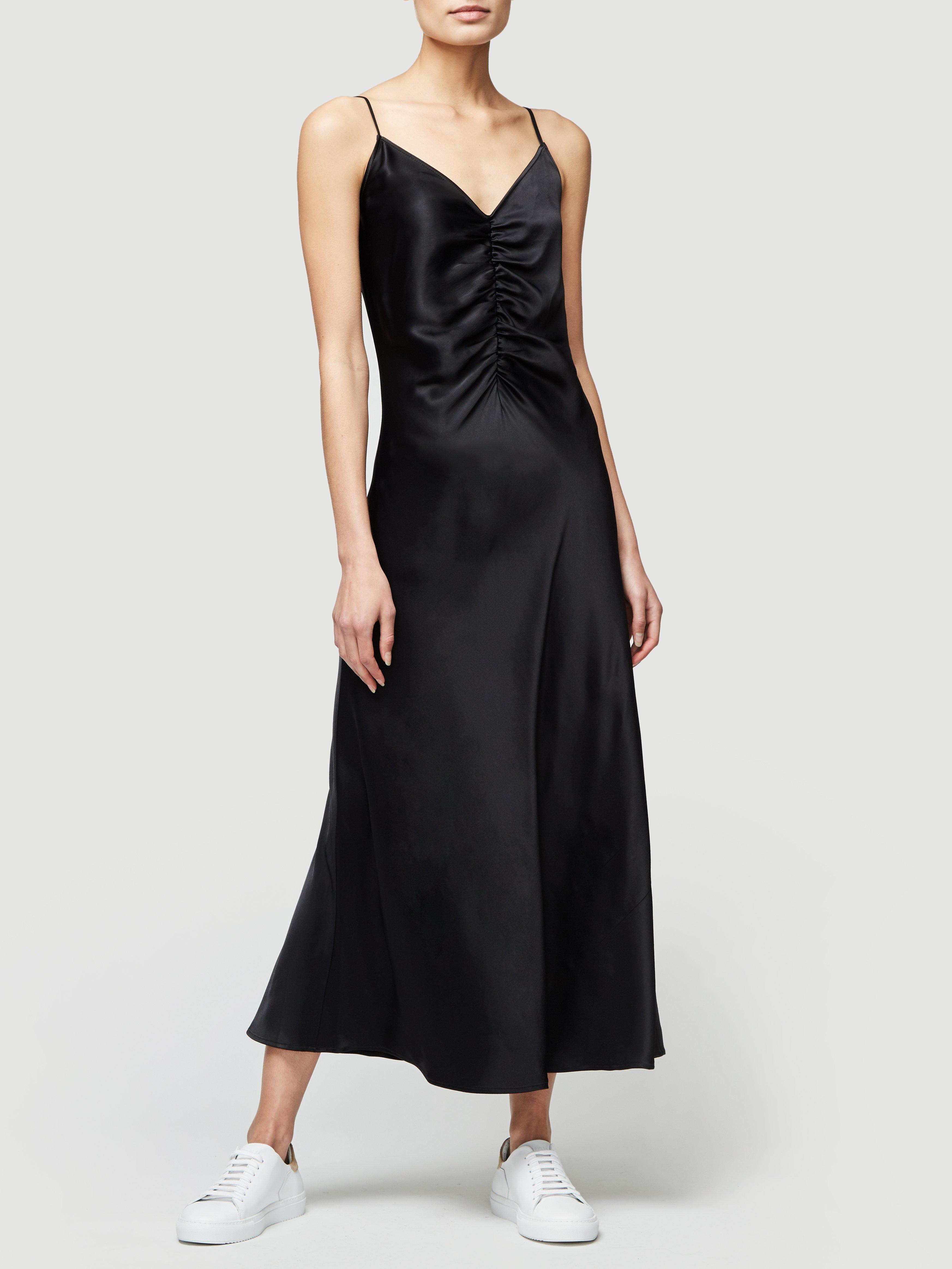 FRAME Synthetic Ruched Cami Dress in Black Lyst