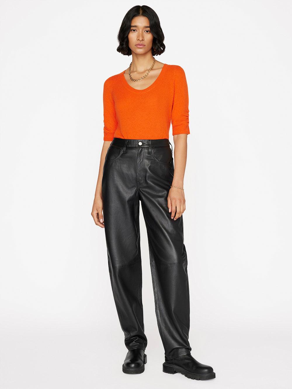 FRAME Scoop Neck Sweater in Orange | Lyst