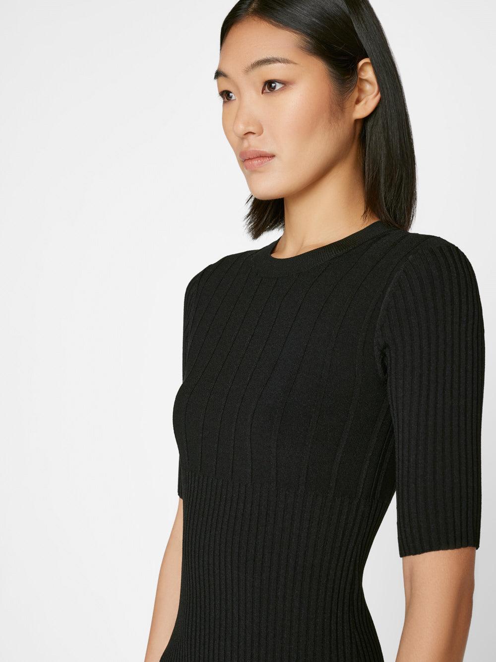 FRAME Mixed Rib Sweater Dress in Black | Lyst