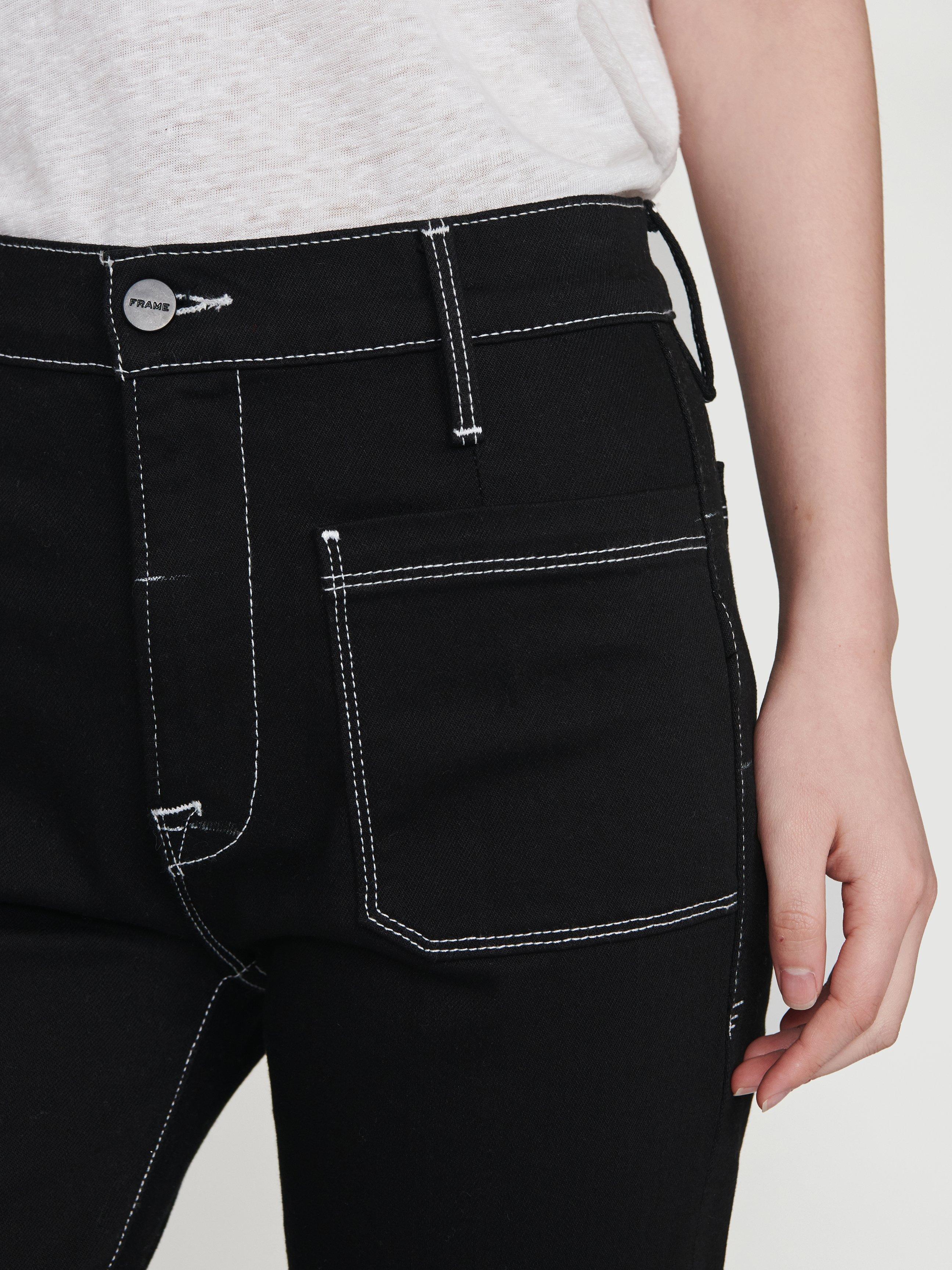 FRAME Denim Contrast Stitch Bardot Crop 