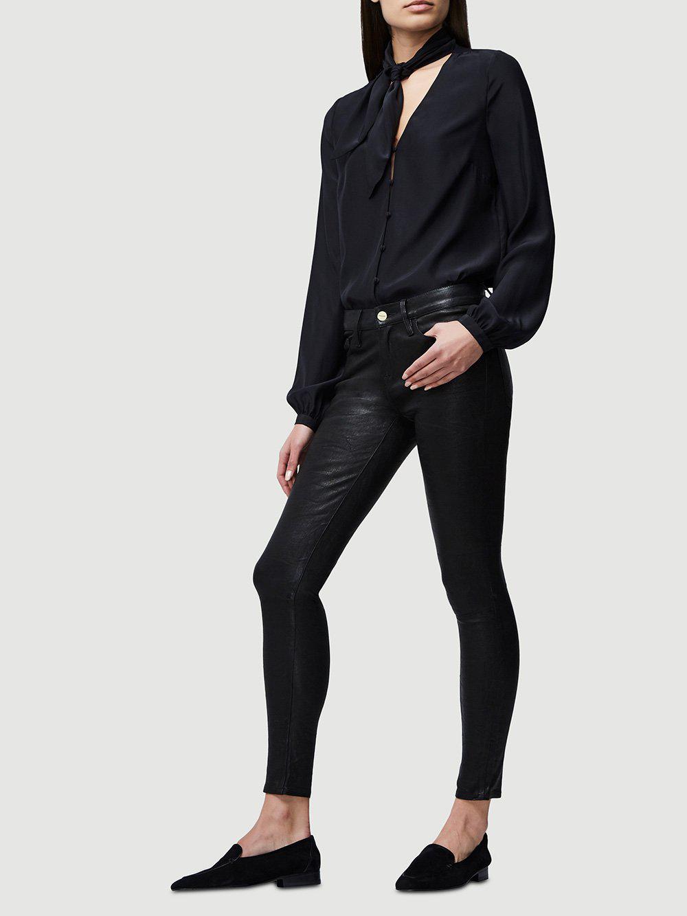 frame le skinny de jeanne leather pants