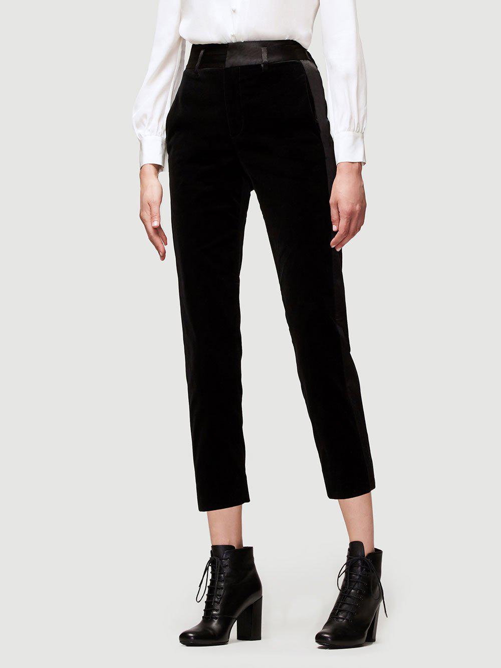 FRAME Velvet Tux Pant in Black Lyst