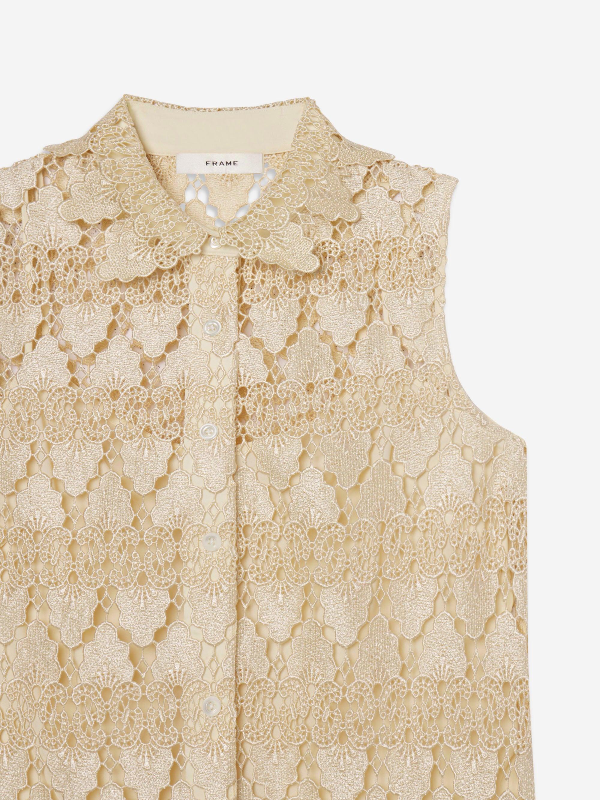 FRAME The Deco Lace Dress in Natural | Lyst FRAME The Deco Lace Dress in Natural | Lyst