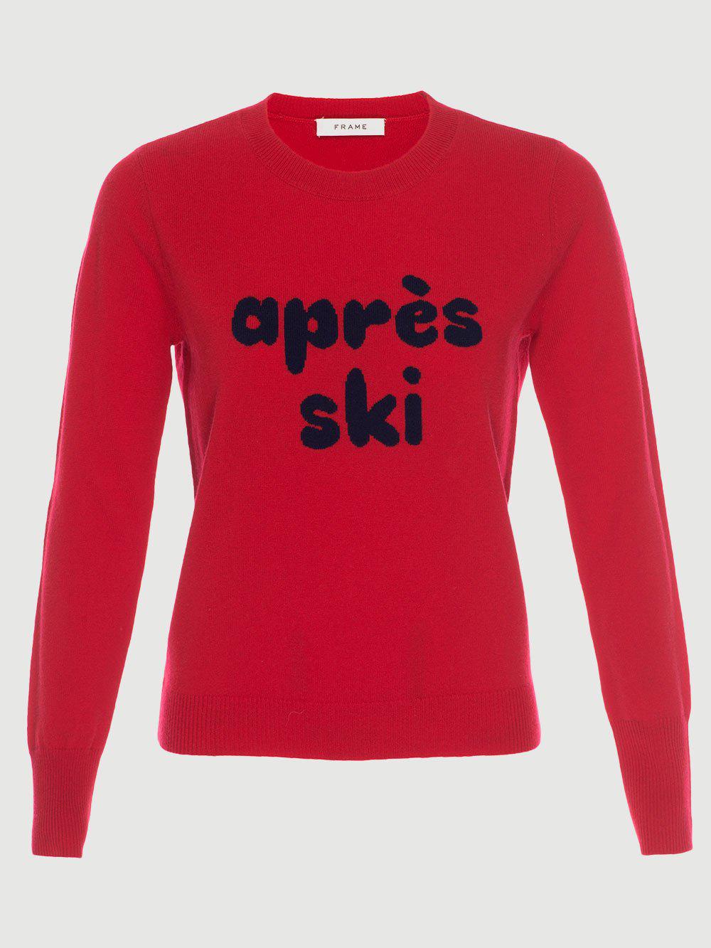 FRAME Denim 'après Ski' Slogan Intarsia Wool cashmere Sweater in Red Lyst