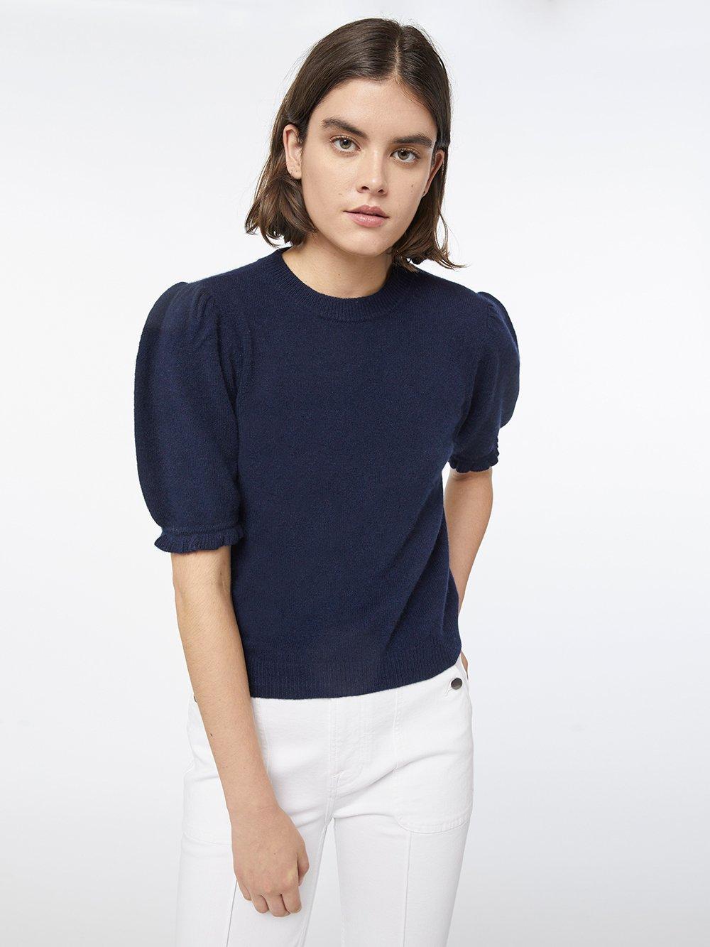 FRAME Cashmere Shirred Short Sleeve 