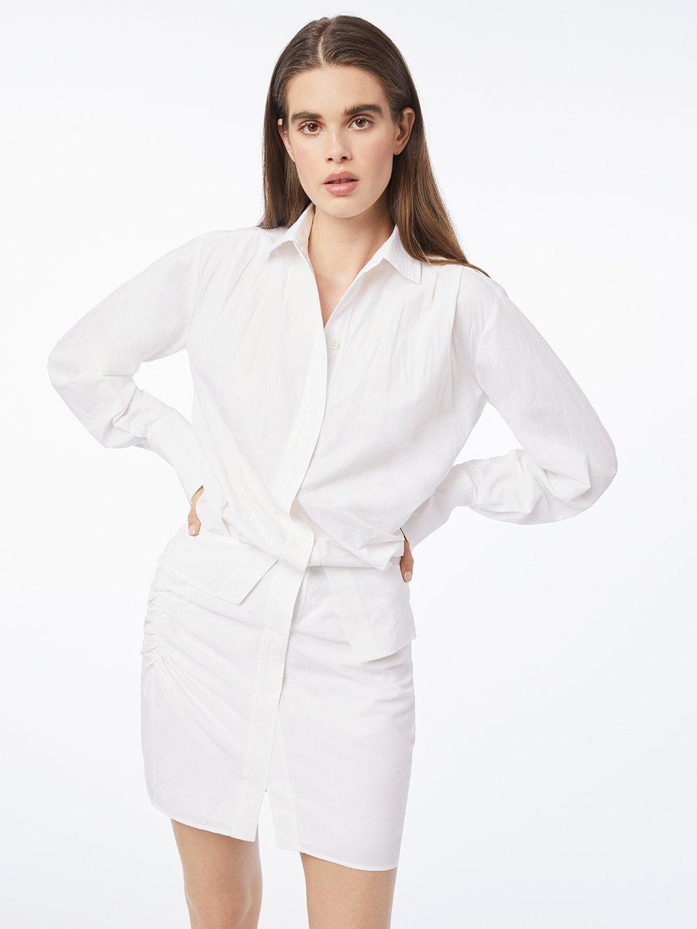 white asymmetric shirt dress