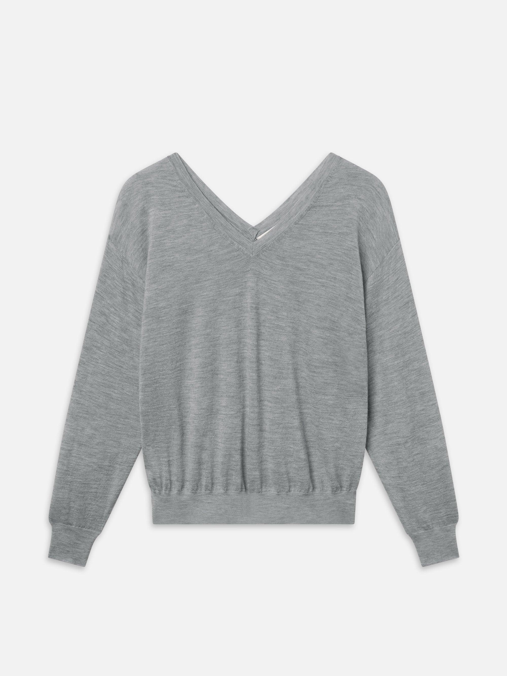 FRAME The Cashmere V Neck Sweater in Gray | Lyst