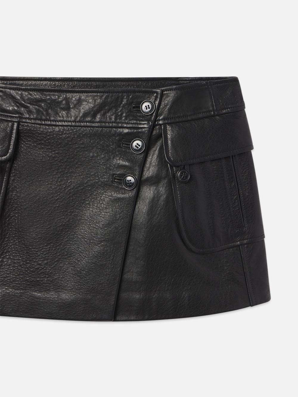 FRAME Leather Cargo Mini Skirt in Black Lyst