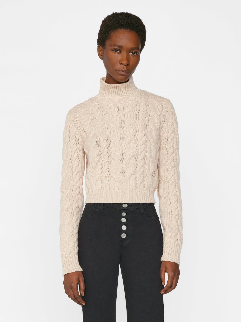 FRAME Chunky Cable Turtleneck in Blue | Lyst