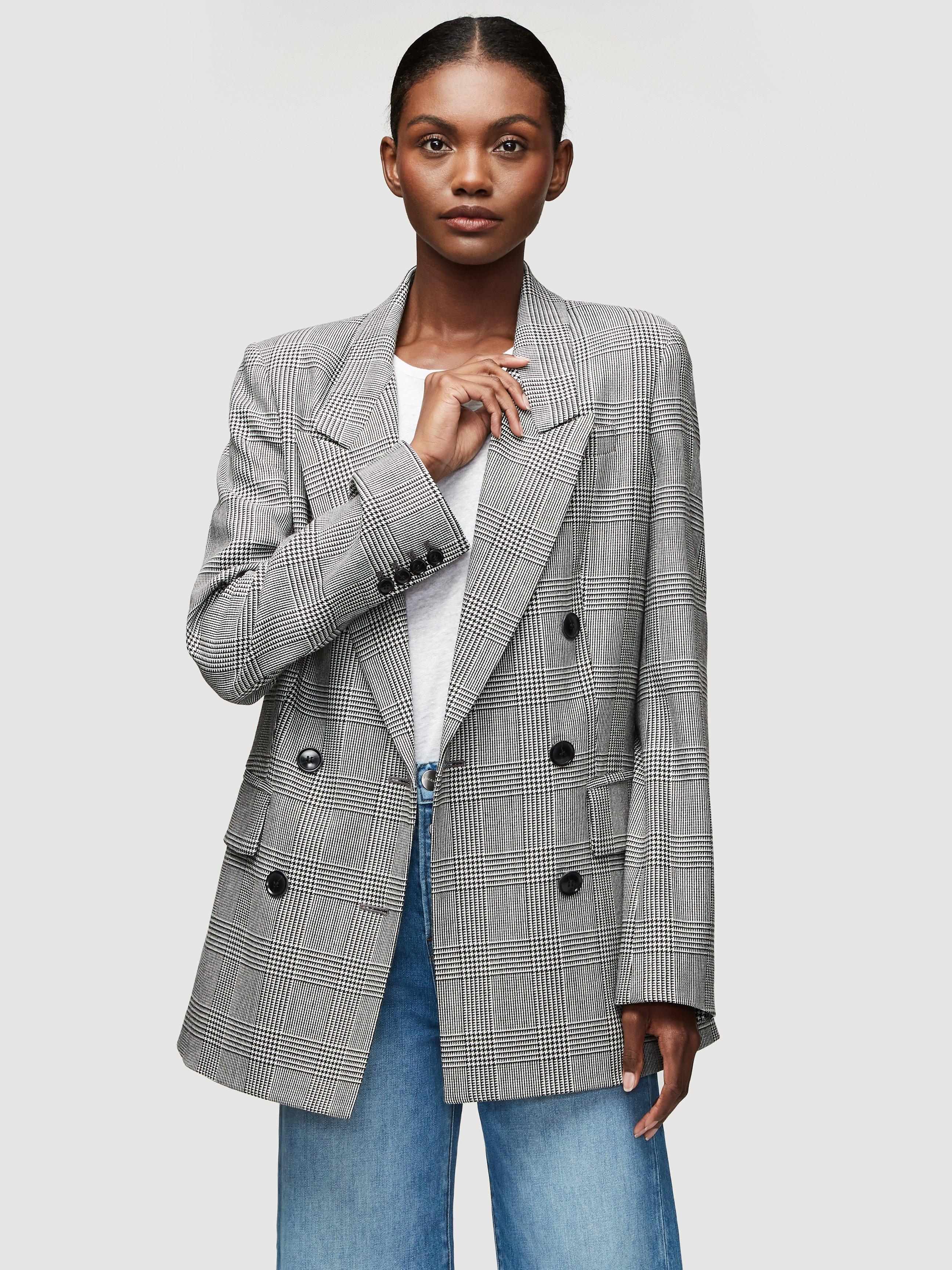 FRAME Denim Glen Plaid Jacket in Gray - Lyst