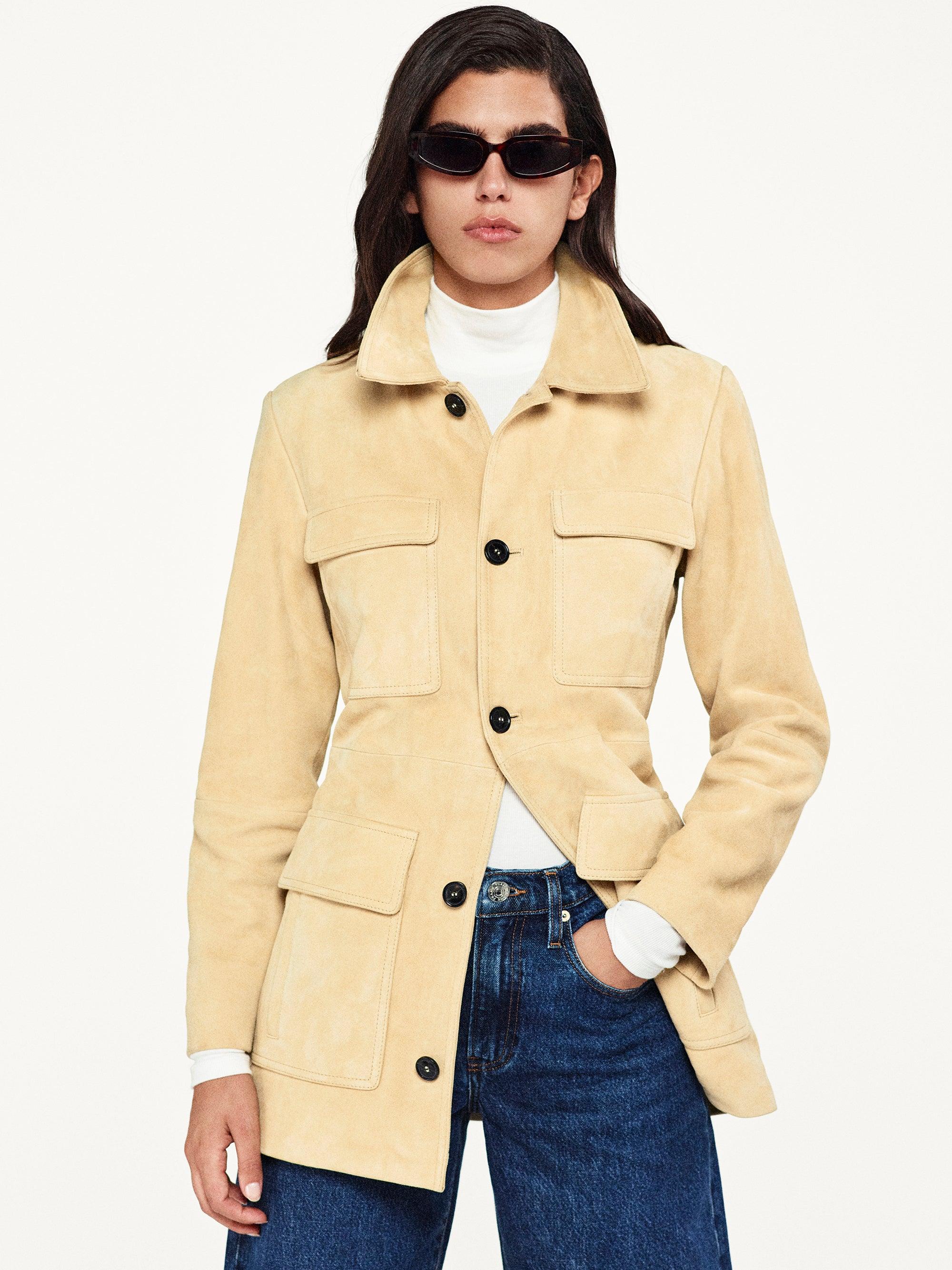 FRAME Suede Safari Jacket in Natural Lyst