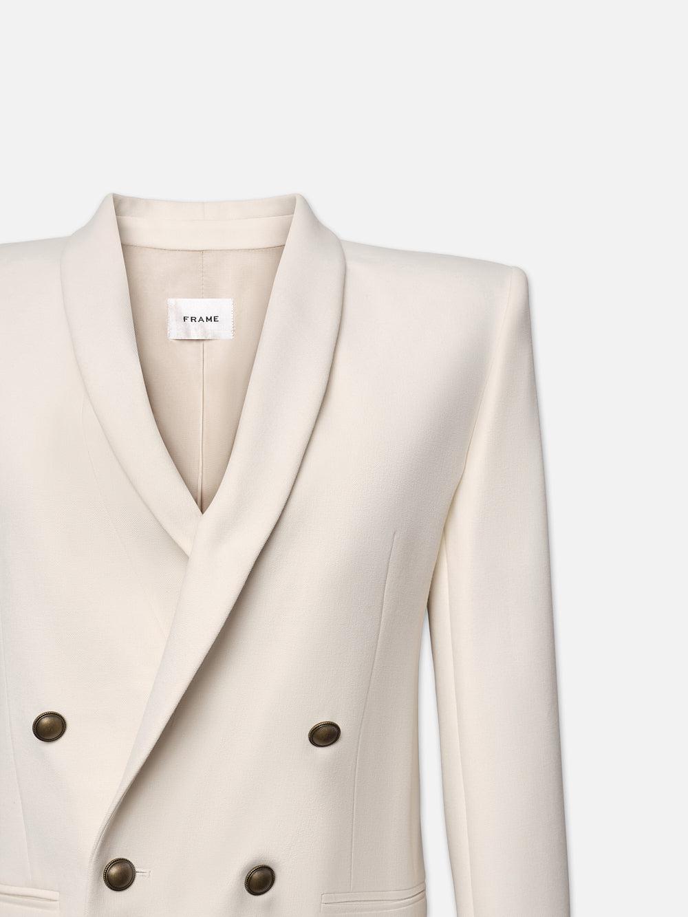 FRAME Shawl Collar Blazer in White | Lyst UK