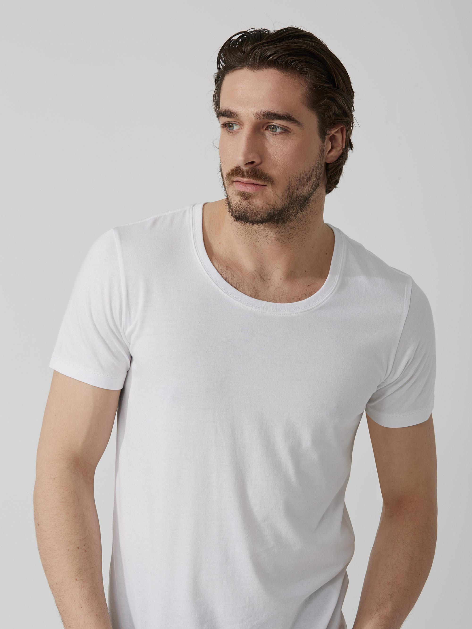 Lyst - Frank + Oak Cotton-modal U-neck T-shirt In Bright White in White ...