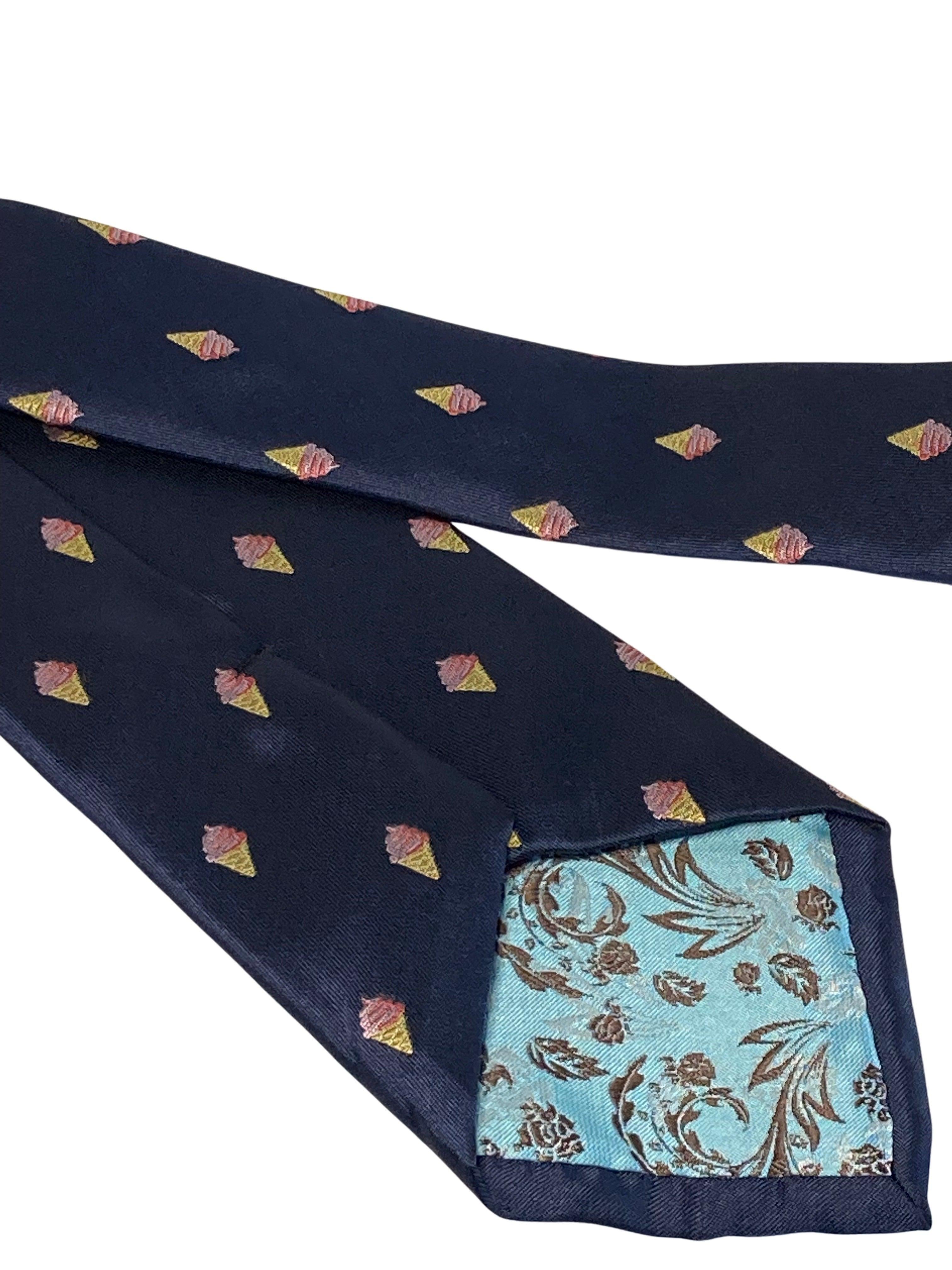 Frederick Thomas navy blue tie with white spots in 100% cotton FT3194 