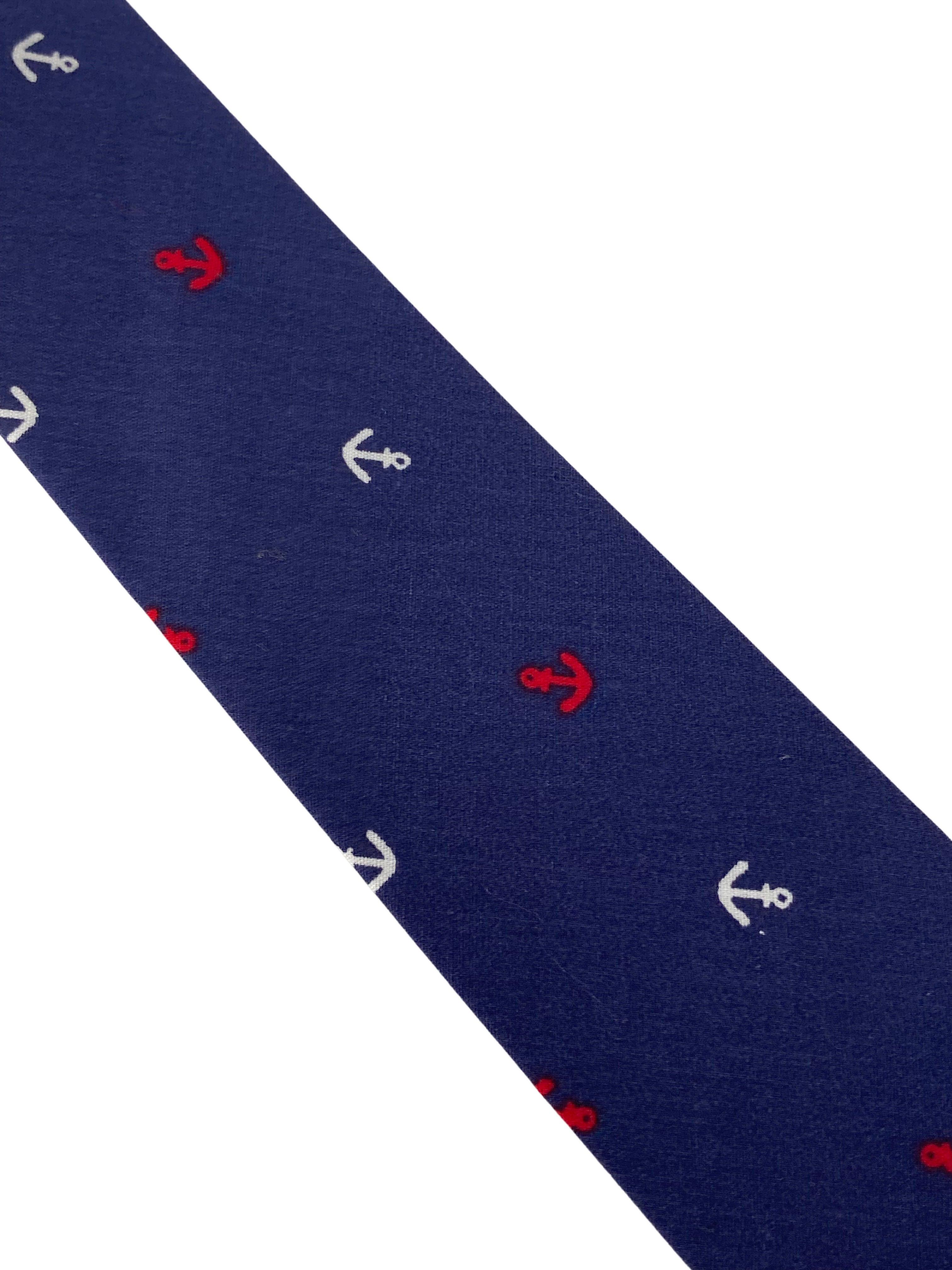 light blue nautical anchor print mens cotton tie by Frederick Thomas