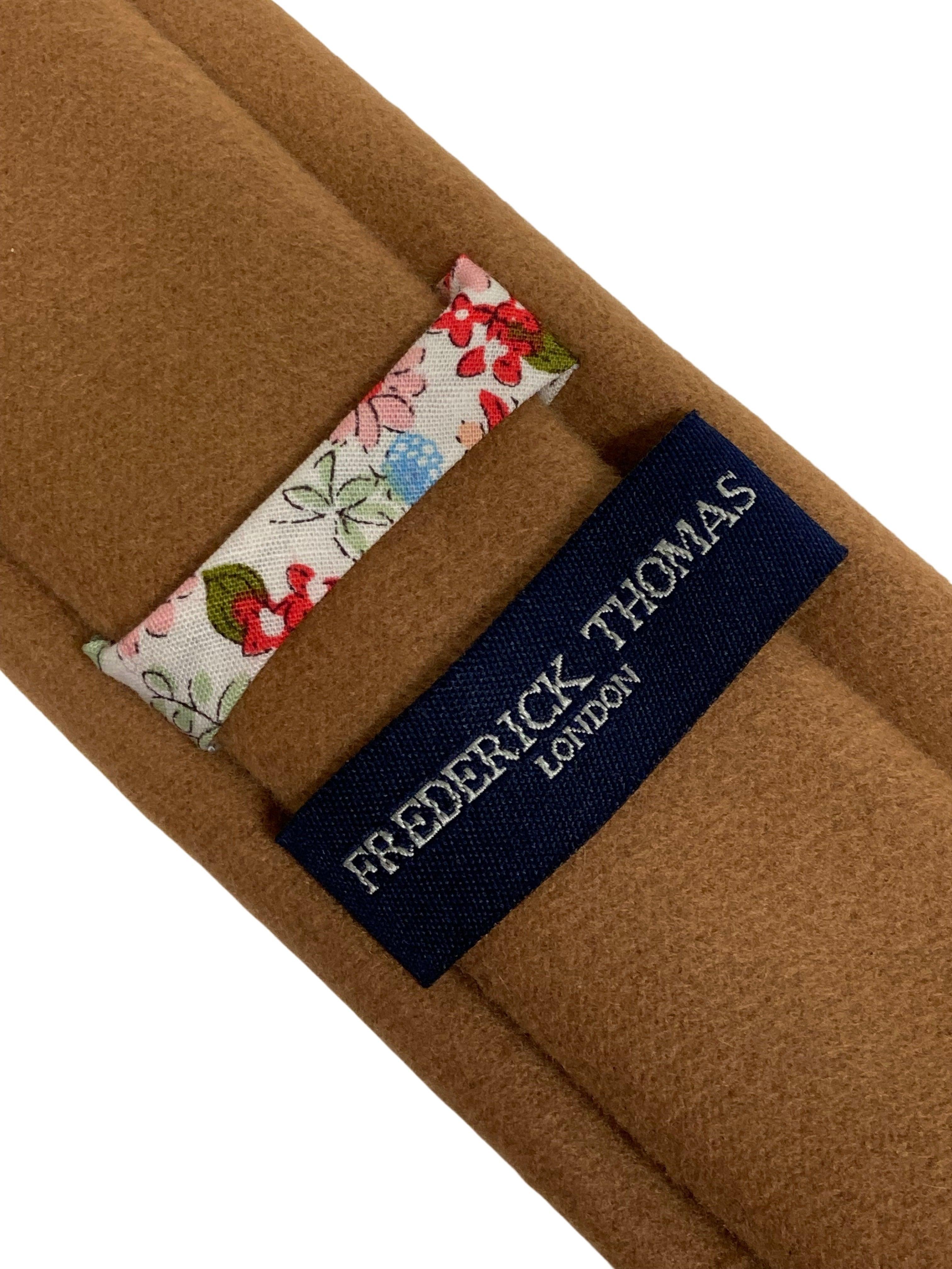 Frederick Thomas navy blue and orange check tweed wool men's tie FT3365