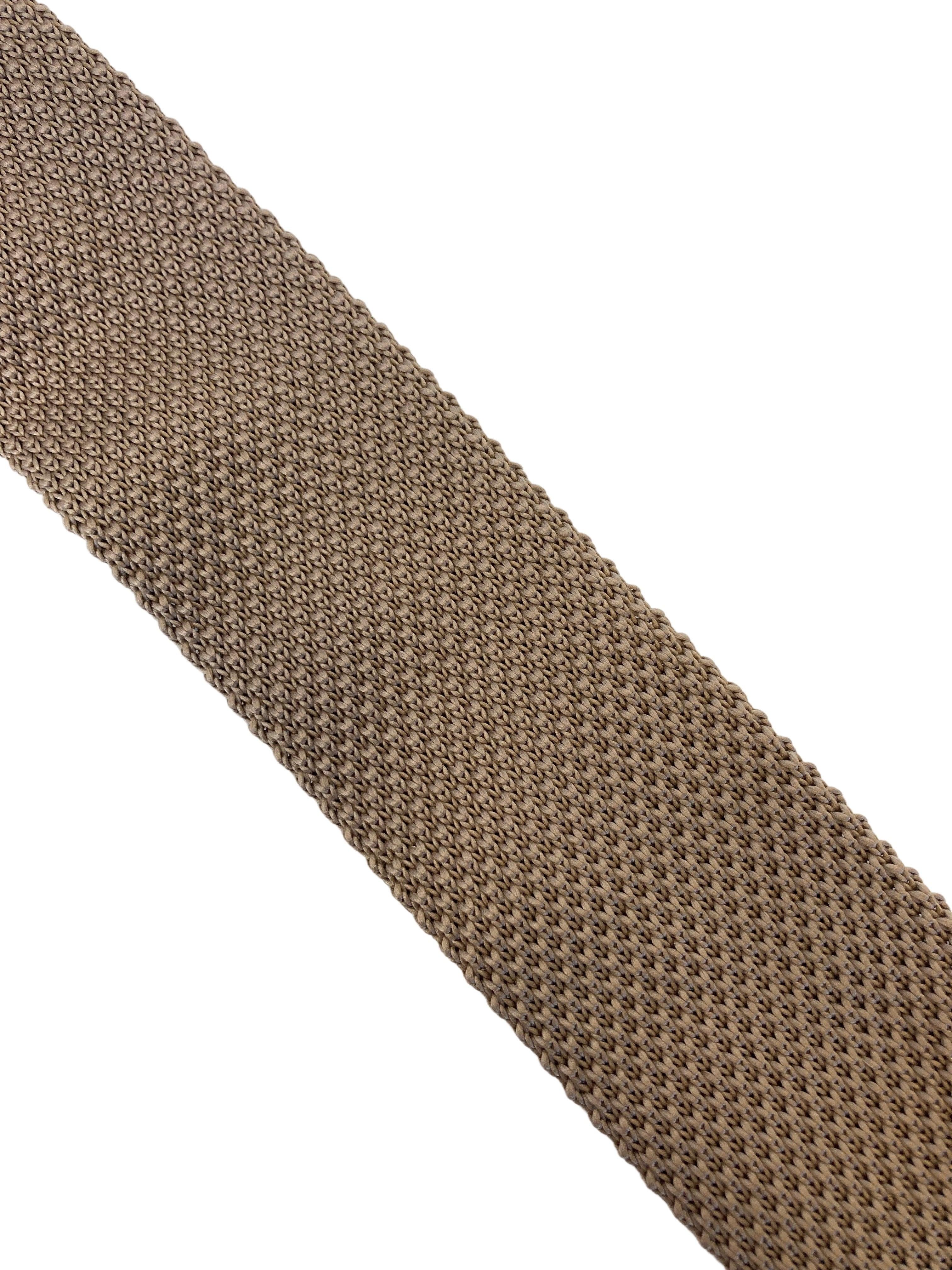 Skinny navy blue and brown polka spot knitted tie by Frederick Thomas FT1853 