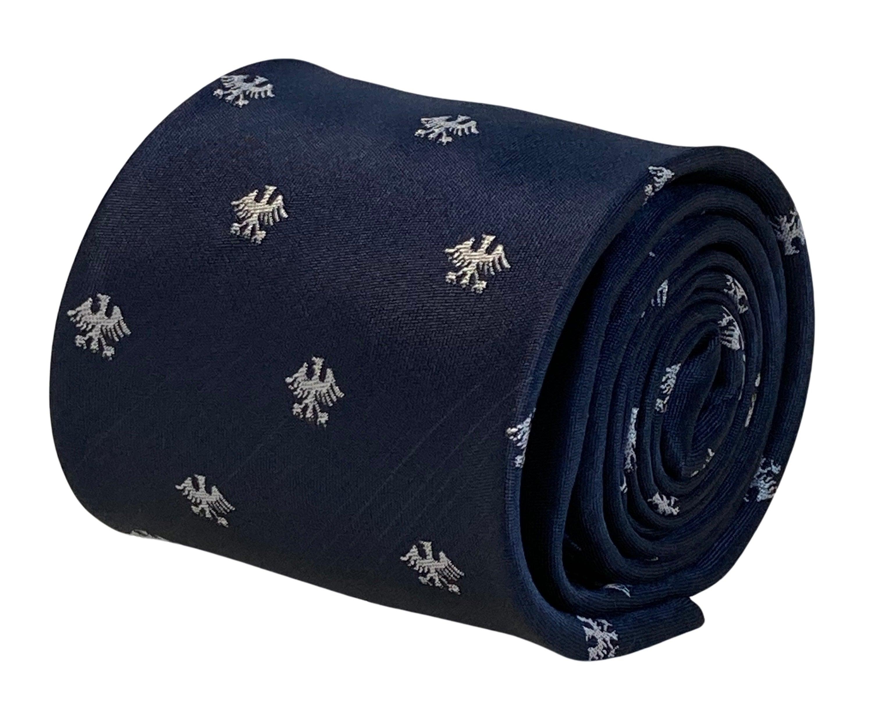 Frederick Thomas navy tie with red and light blue pin spots FT1530 