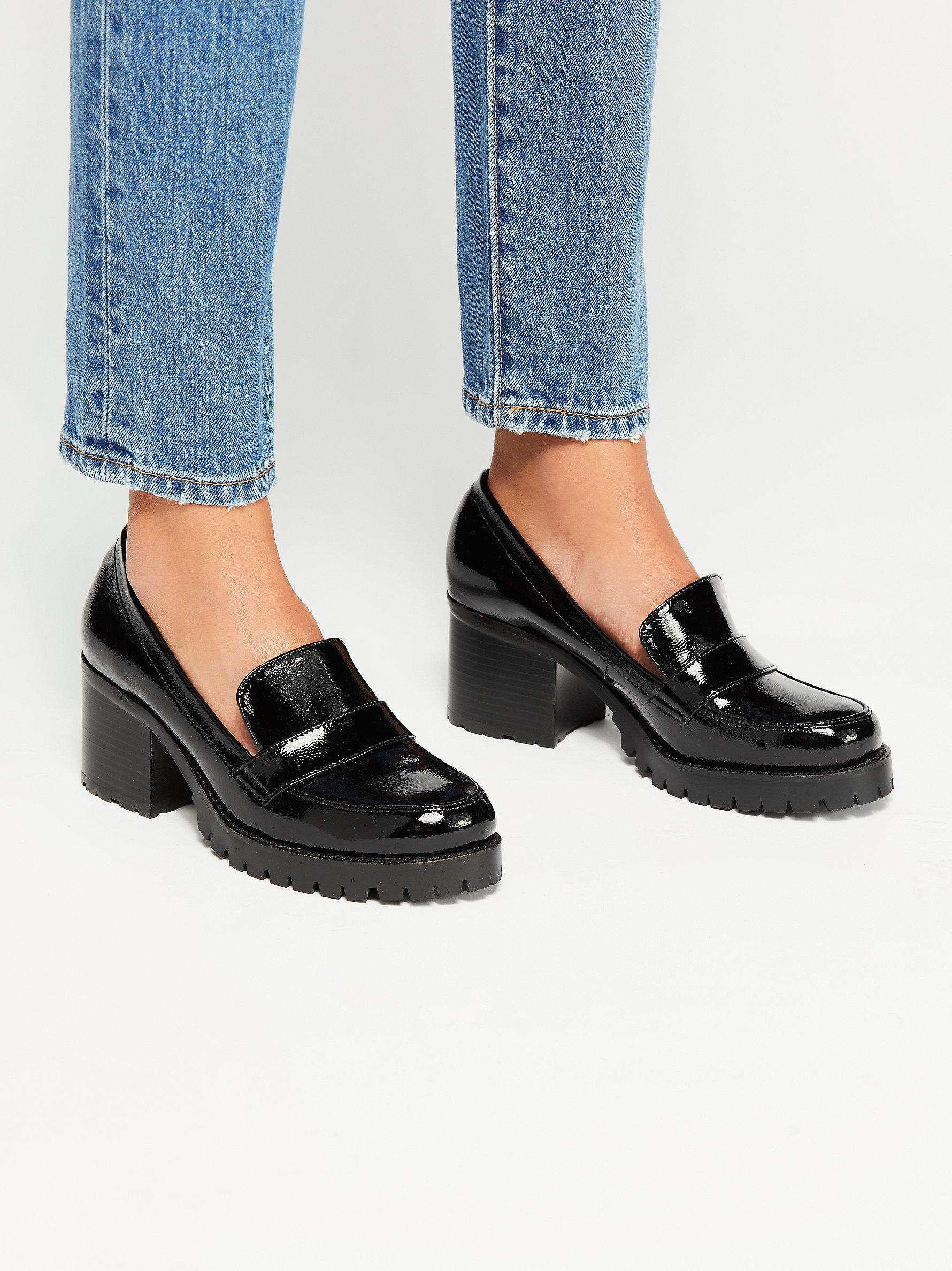 Free People Leather Lexden Block Heel Loafer By Jane & The Shoe in Black |  Lyst Australia