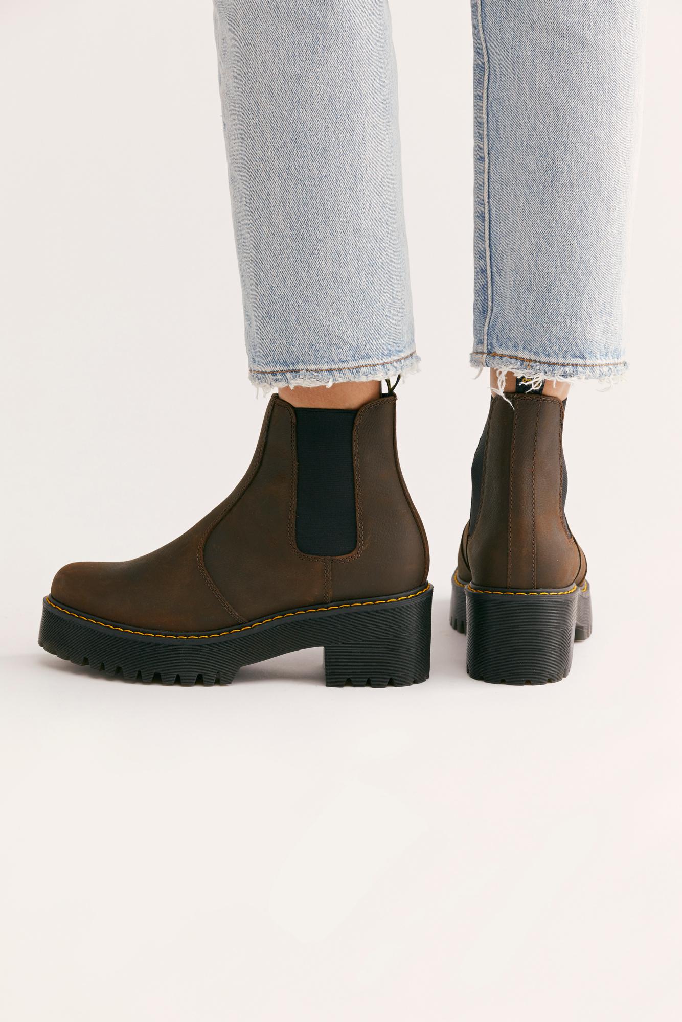 Free People Leather Dr. Martens Rometty Chelsea Boot in Dark Brown (Brown)  | Lyst