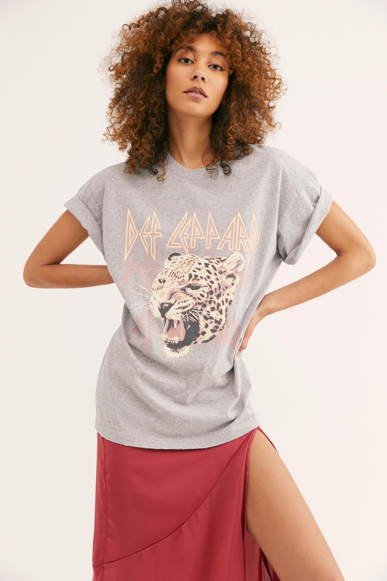 Free People Def Leppard Oversized Tee By Daydreamer in Gray | Lyst