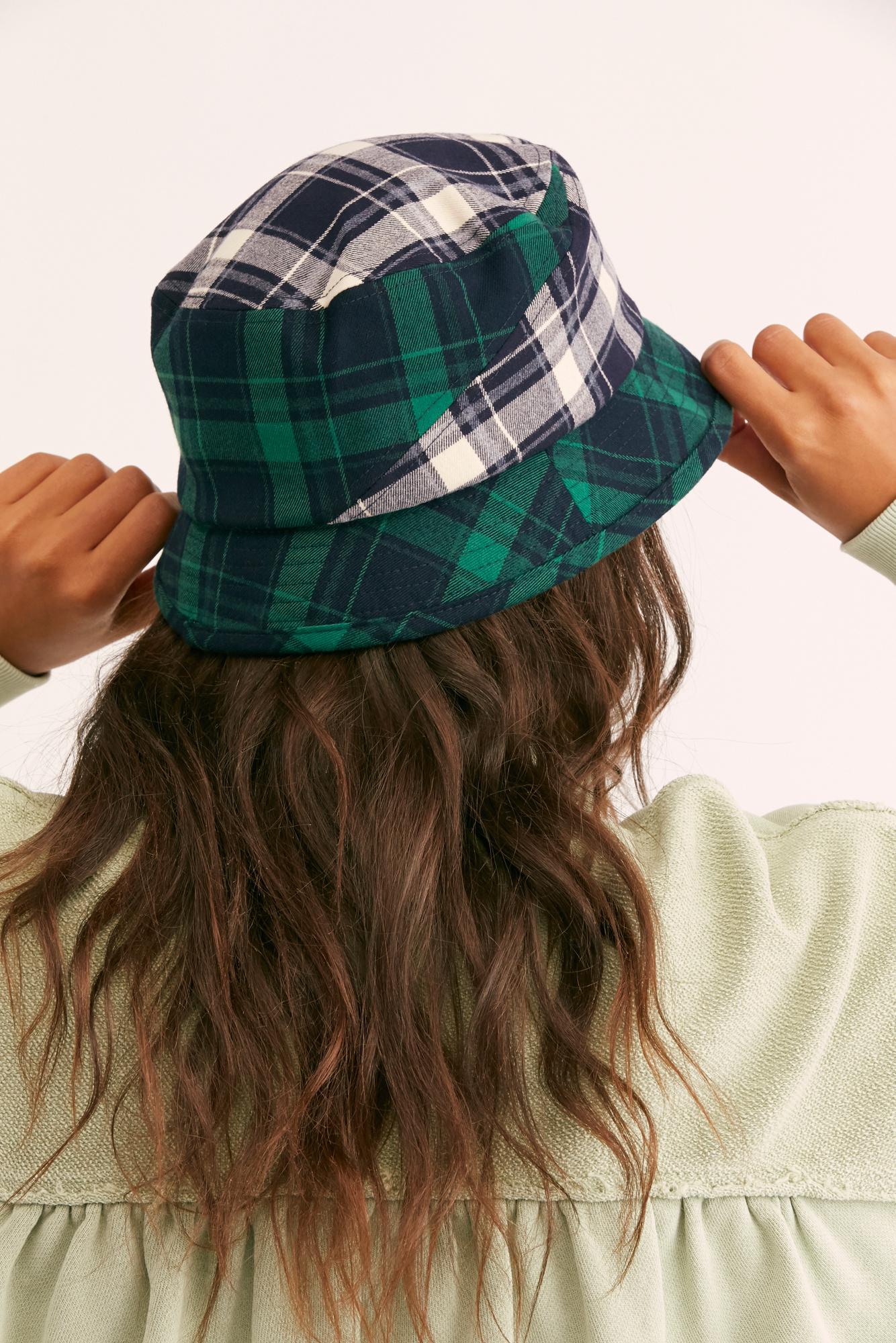 Plaid Bucket Hat in Blue 
