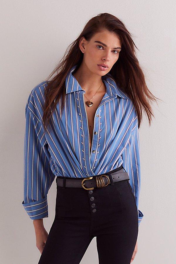 Striped Varsity Vibes Shirt | Blue Combo Striped Varsity Vibes Shirt | Blue Combo