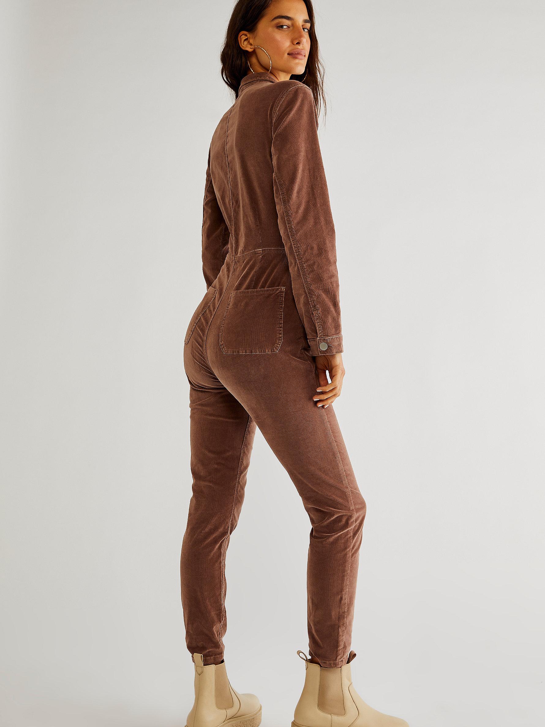 Free People Lennox Cord Jumpsuit in Brown | Lyst