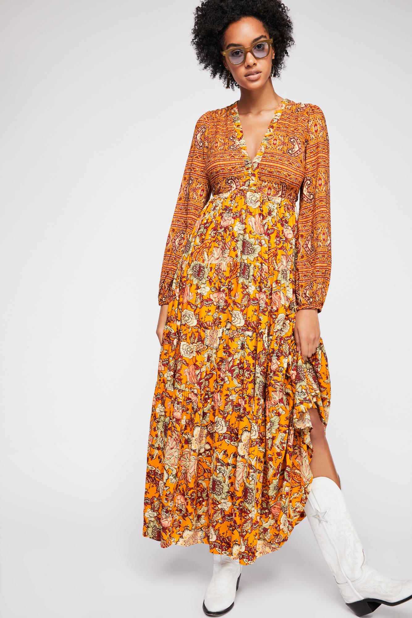 long sleeve maxi dress yellow