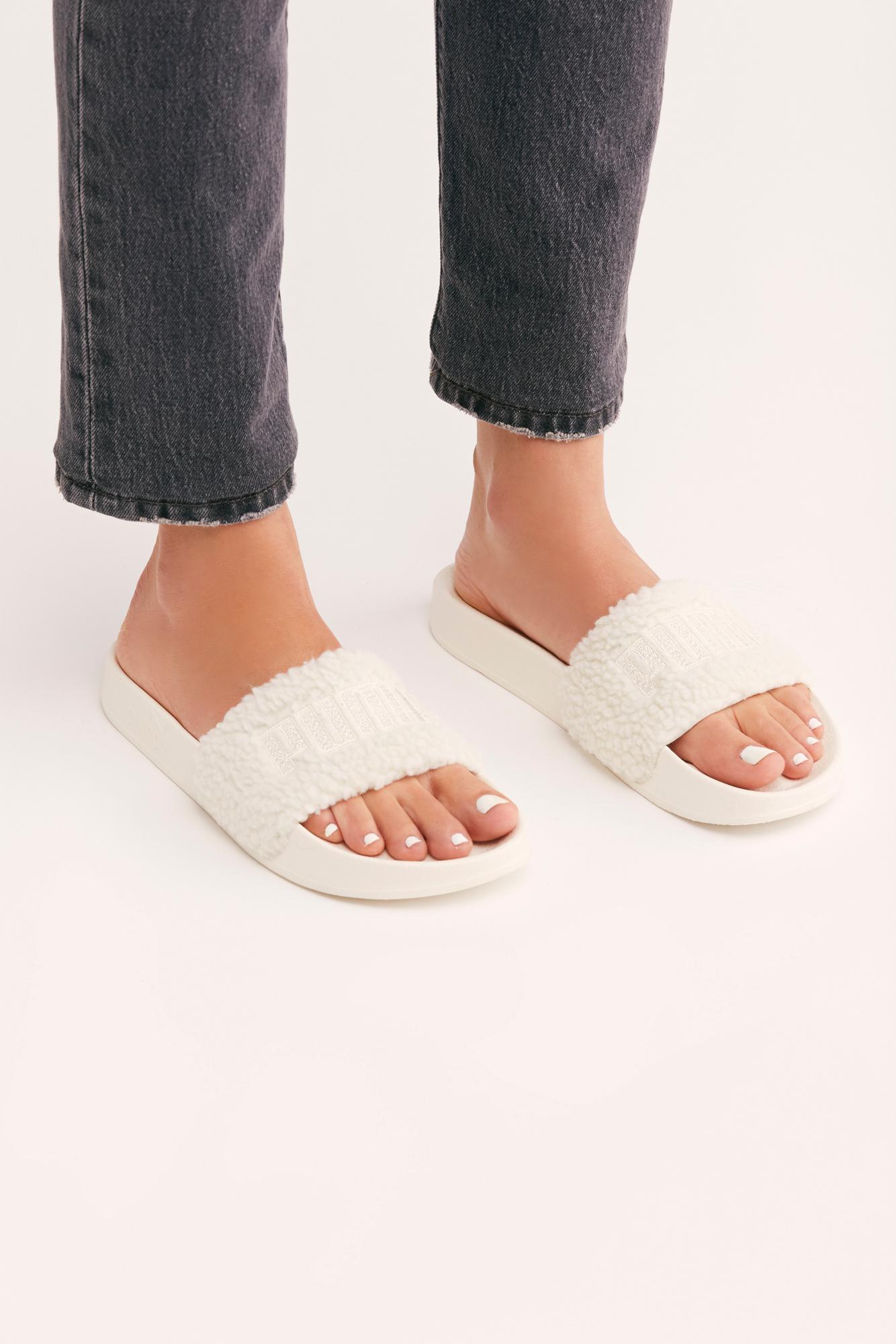 Free People Satin Leadcat Sherpa Slide By Puma in White - Lyst
