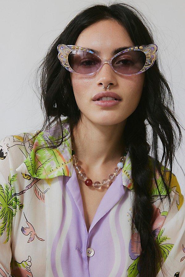 サングラス Anna Sui Sunglasses AS1020 Purple Leopard Cat-Eye Oversized Anna Sui Introduces the SS 2022 Sunglasses Collection - V